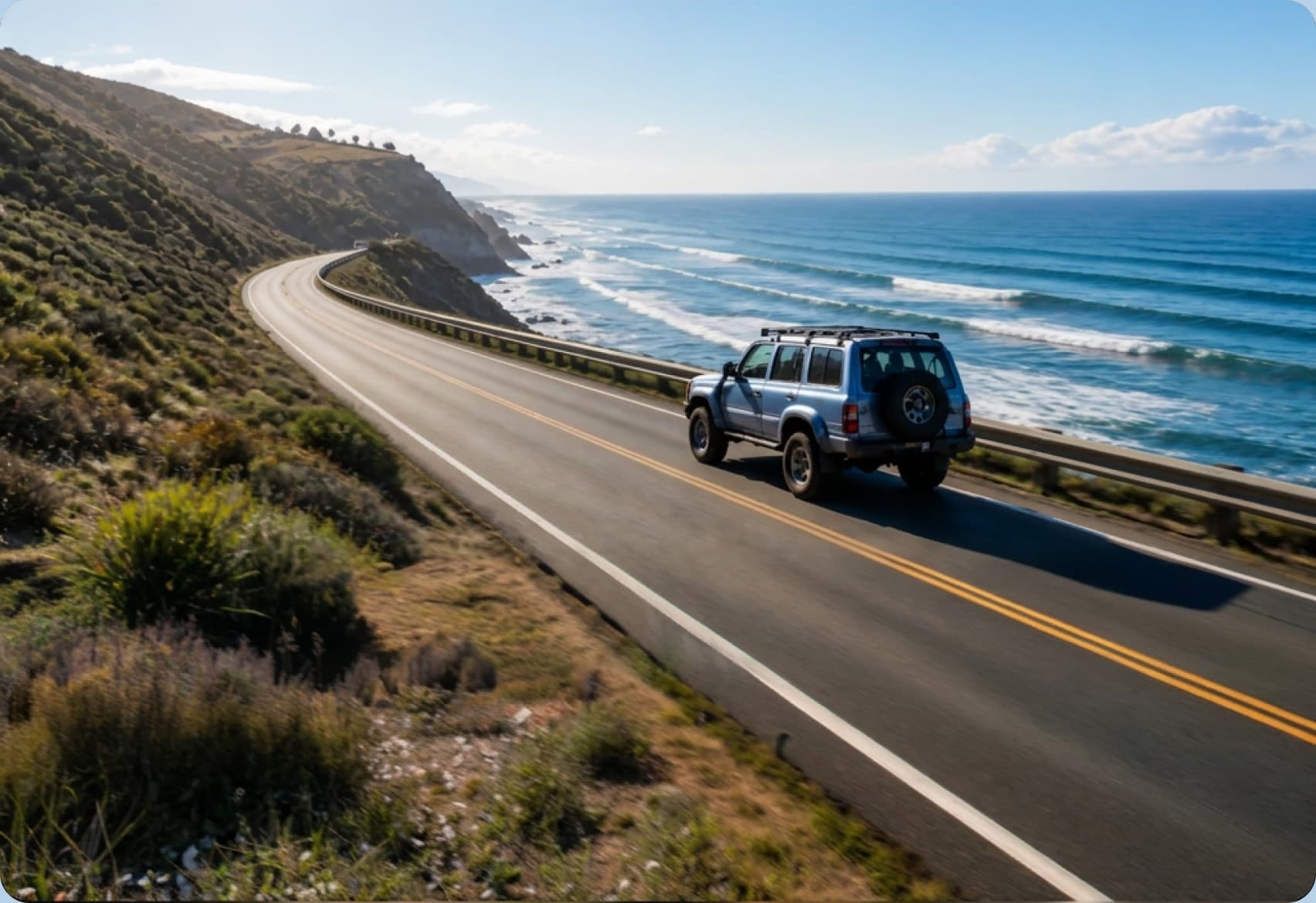 A Ford Bronco, the kind of enthusiast car you can ride shotgun in
